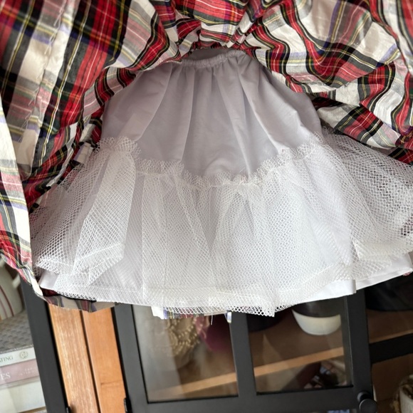 Marco & Lizzy silk plaid dress baby girl smocked puff sleeve peter pan collar - Picture 2 of 7